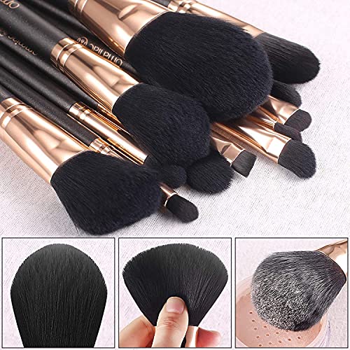PEARLESCENT Wood Handle Makeup Brush Set with Travel Case