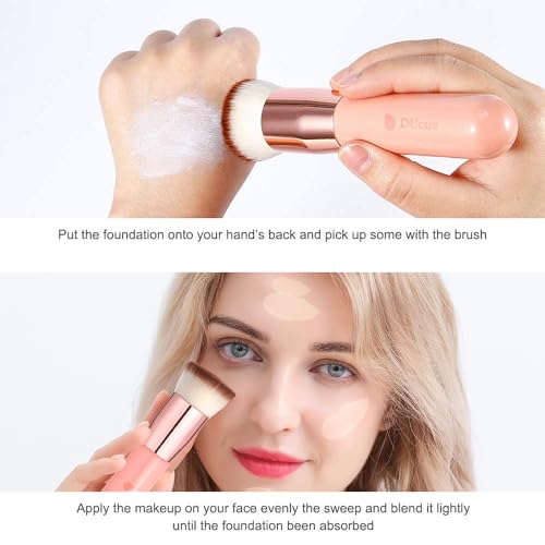 DUcare Pink Foundation Brush Flat Top Kabuki Buffing