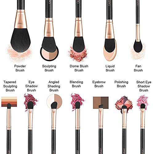 PEARLESCENT Wood Handle Makeup Brush Set with Travel Case