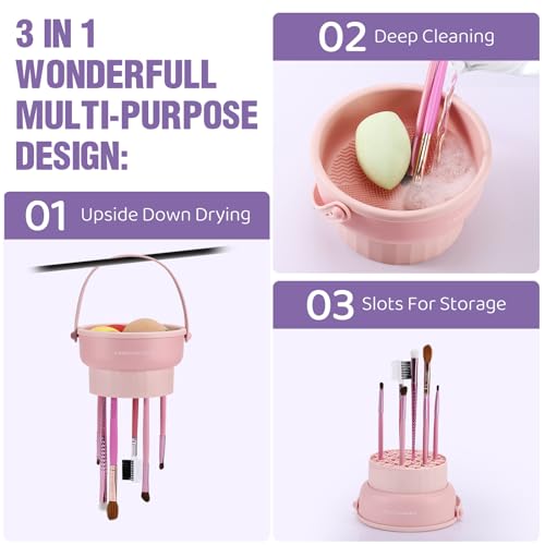 3-in-1 Silicone Makeup Brush Cleaner Mat & Organizer