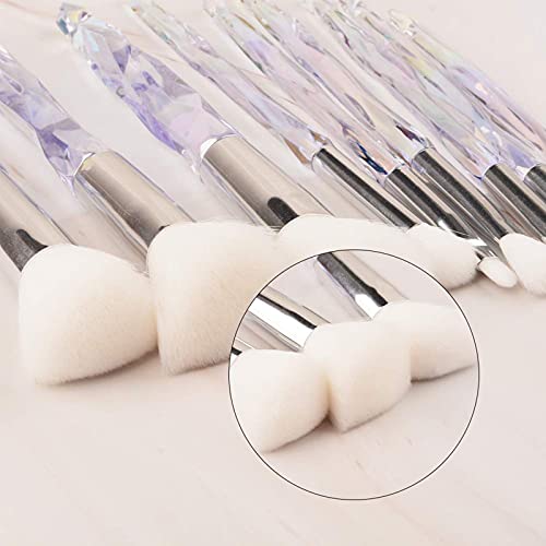 10pcs Rainbow Crystal Handle Makeup Brush Set