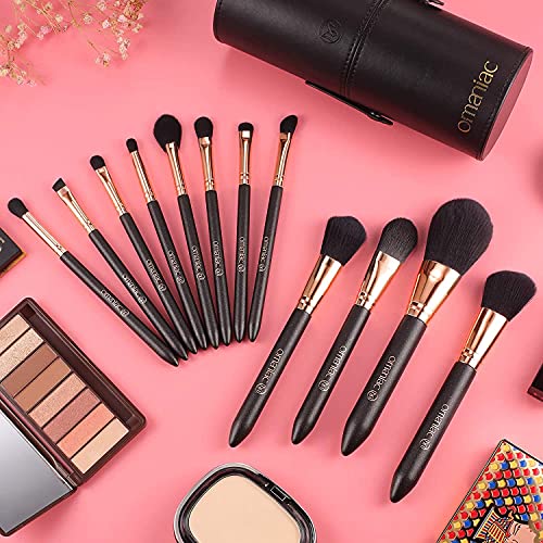 PEARLESCENT Wood Handle Makeup Brush Set with Travel Case