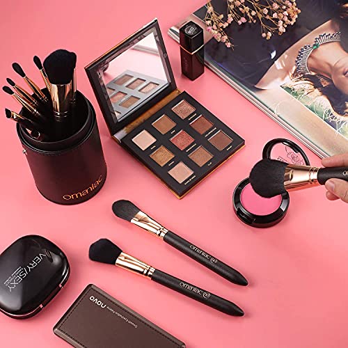 PEARLESCENT Wood Handle Makeup Brush Set with Travel Case