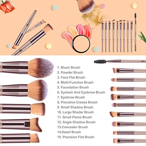 Champagne Gold 15PCS Professional Makeup Brush Set