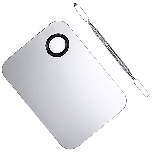Stainless Steel Makeup Mixing Palette with Spatula