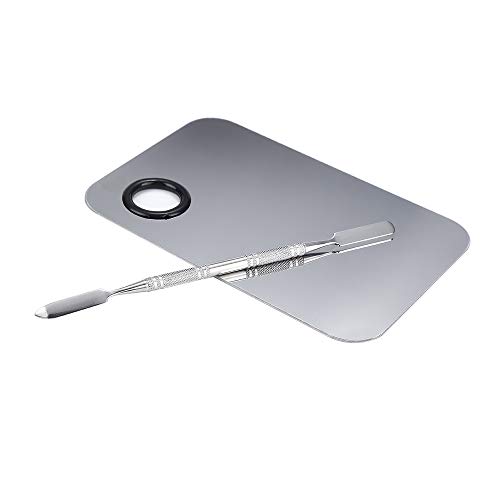 Stainless Steel Makeup Mixing Palette with Spatula