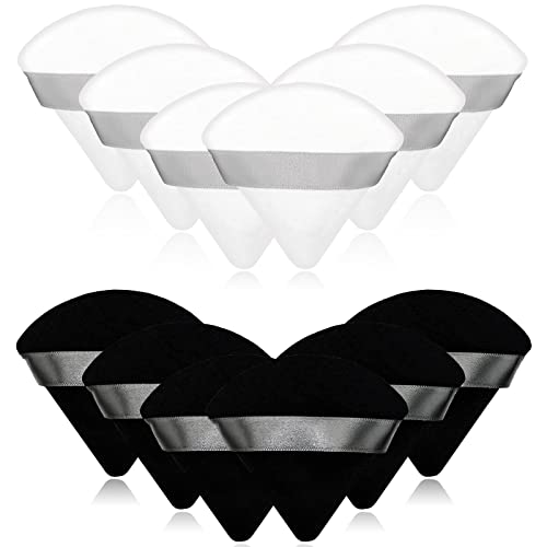 Triangle Velvet Cosmetic Powder Puff Set - 12 Pieces