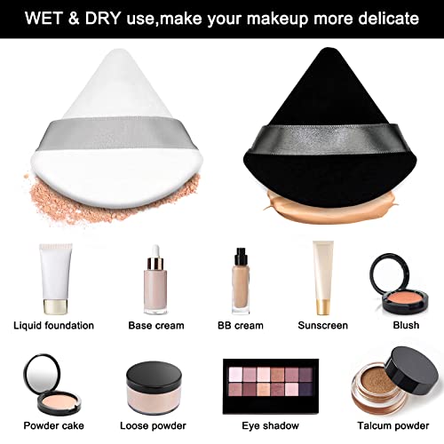 Triangle Velvet Cosmetic Powder Puff Set - 12 Pieces