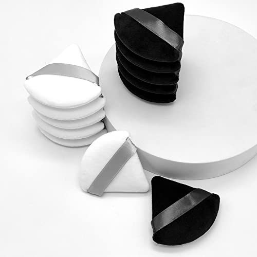 Triangle Velvet Cosmetic Powder Puff Set - 12 Pieces