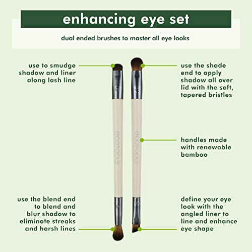 EcoTools Dual-Sided Eye Brush Set, Synthetic Bristles, 2-Piece