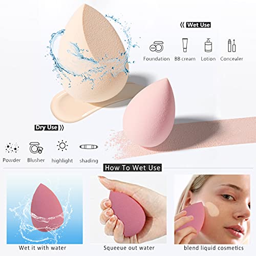 5-Piece Blending Sponge Set with Holder (Pink)