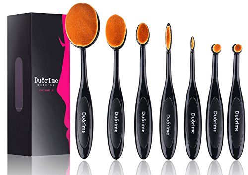 Black Oval Makeup Brush Set - 7 Pieces