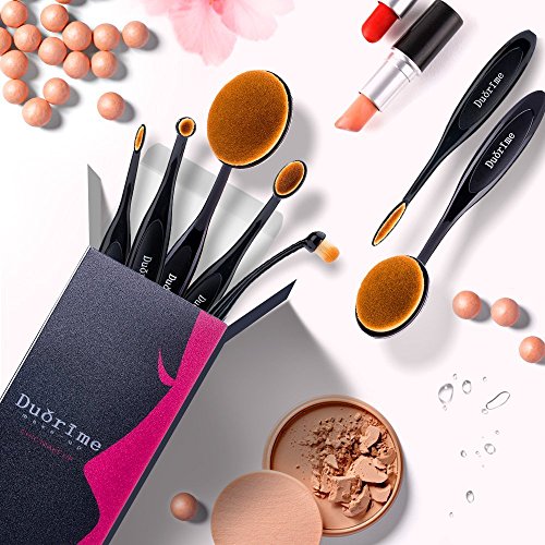 Black Oval Makeup Brush Set - 7 Pieces