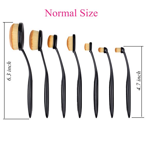 Black Oval Makeup Brush Set - 7 Pieces