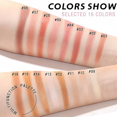 HOSAILY 16-Color All-in-One Blush & Highlighter Palette