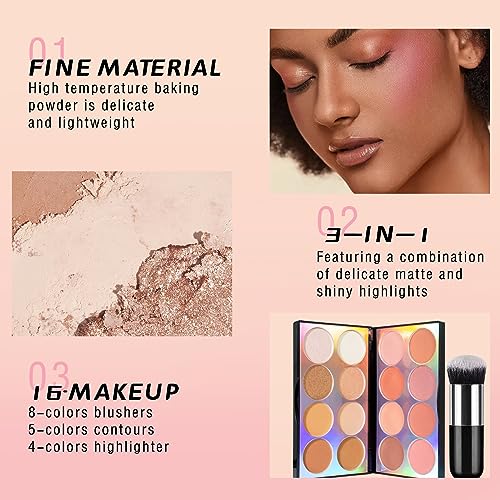 HOSAILY 16-Color All-in-One Blush & Highlighter Palette