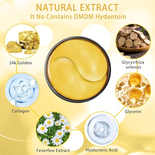 24K Gold Under Eye Patches for Puffiness & Dark Circles