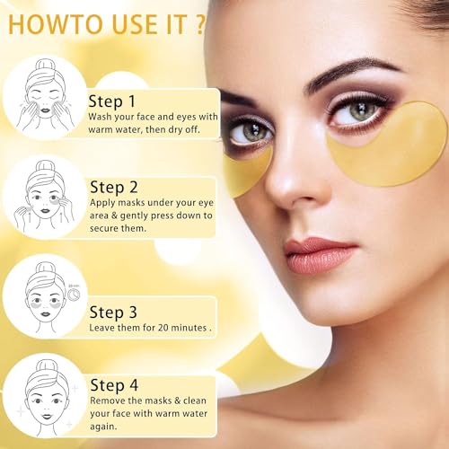 24K Gold Under Eye Patches for Puffiness & Dark Circles
