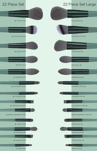 Koccido Makeup Brushes 22pcs Set in Green