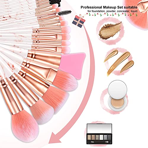 DUAIU Marble Handle Makeup Brushes Set with Sponge Blenders