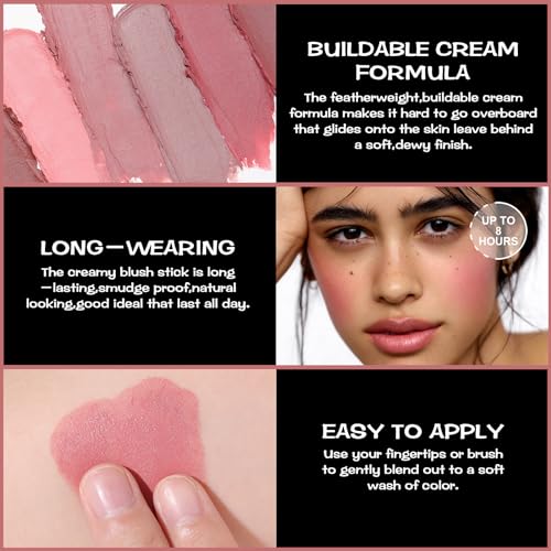 FOCALLURE Cream Blush Stick for Cheeks, Matte Finish