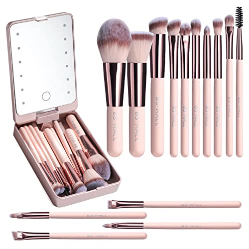 BS-MALL Travel Makeup Brush Set with LED Mirror