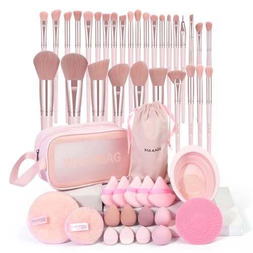 MAANGE 49 Pc Makeup Brush Set - Pink
