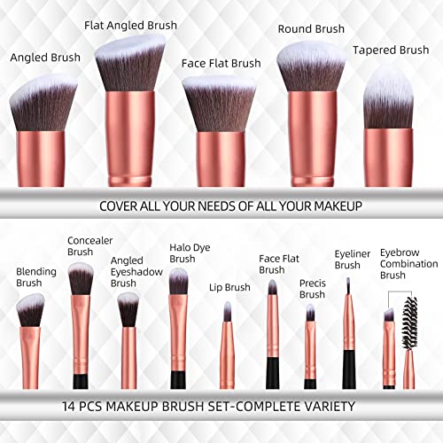 BS-MALL 14 Pcs Makeup Brush Set, Rose Golden