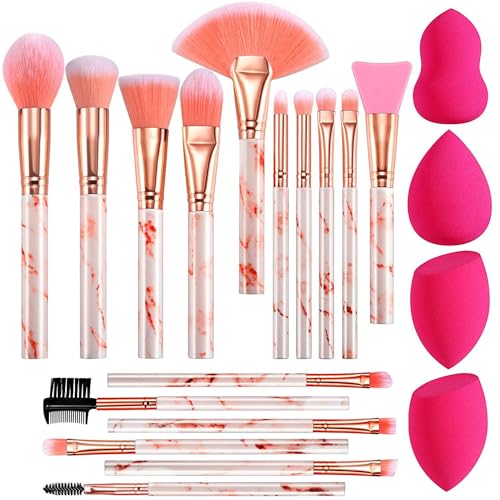 DUAIU Marble Handle Makeup Brushes Set with Sponge Blenders