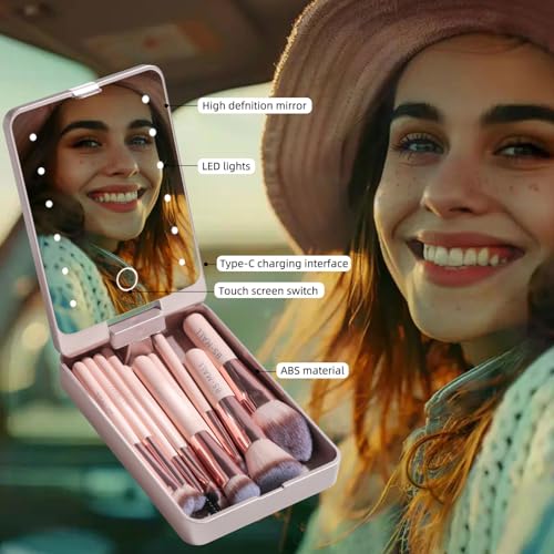 BS-MALL Travel Makeup Brush Set with LED Mirror