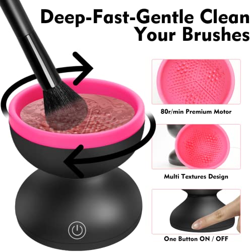 Portable Electric Makeup Brush Cleaner Spinner - Black