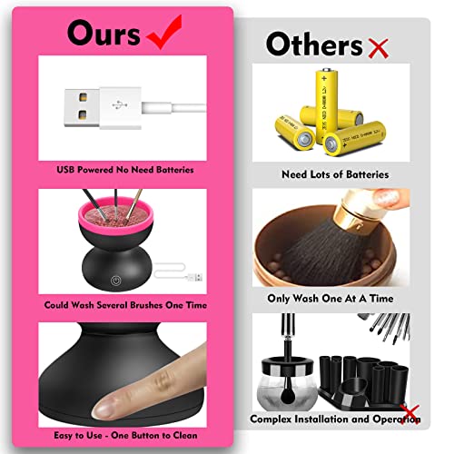 Portable Electric Makeup Brush Cleaner Spinner - Black