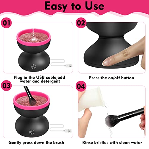Portable Electric Makeup Brush Cleaner Spinner - Black