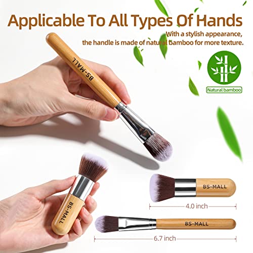 11Pcs Bamboo Synthetic Kabuki Makeup Brush Set with Organizer