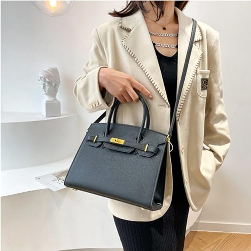 Ruofuna Women's Black PU Leather Satchel Handbag