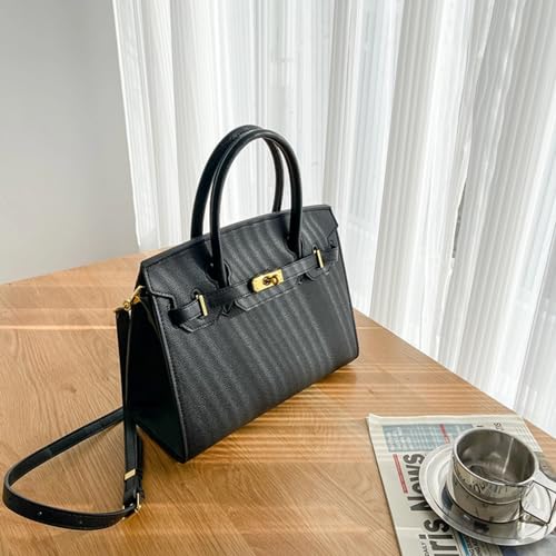 Ruofuna Women's Black PU Leather Satchel Handbag