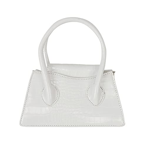 White Crocodile Crossbody Satchel Bag for Women Girls