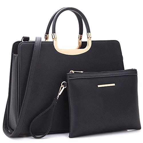 Black Women's Top Handle Tote Bag with Matching Wallet