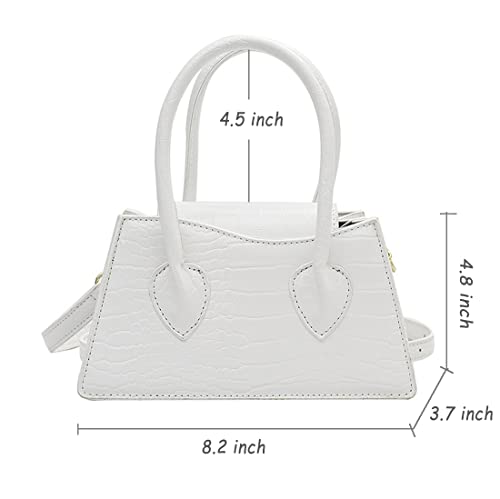 White Crocodile Crossbody Satchel Bag for Women Girls