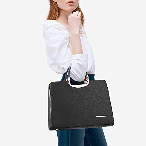 Black Women's Top Handle Tote Bag with Matching Wallet