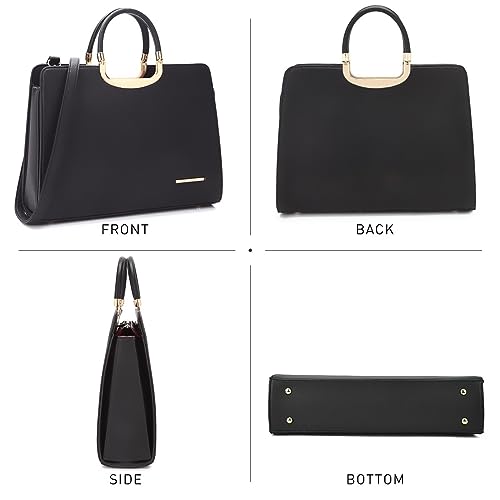 Black Women's Top Handle Tote Bag with Matching Wallet