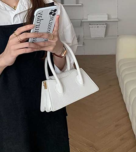 White Crocodile Crossbody Satchel Bag for Women Girls