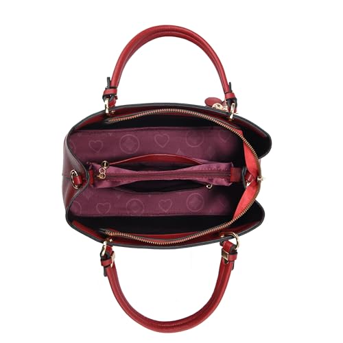 Burgundy Vegan Leather Top Handle Shoulder Tote Bag
