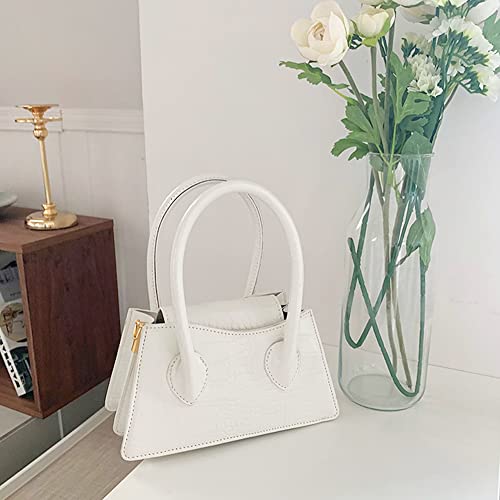 White Crocodile Crossbody Satchel Bag for Women Girls