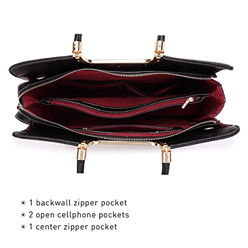 Black Women's Top Handle Tote Bag with Matching Wallet