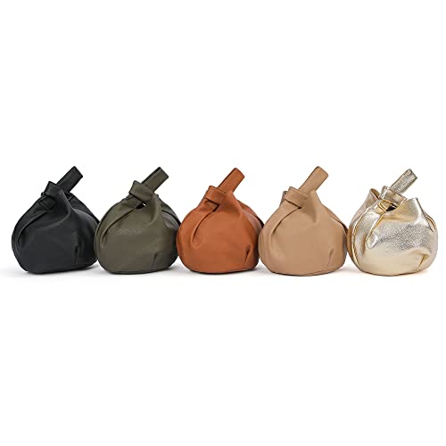 Soft Leather Top Handle Tote Bag in Khaki