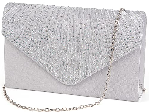 Sparkling silver clutch purse for women's evening events