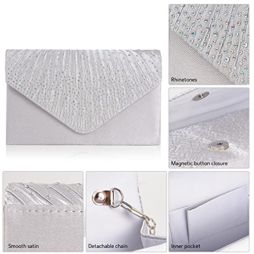 Sparkling silver clutch purse for women's evening events