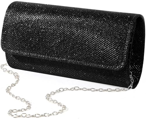 Black Sparkling Party Clutch for Women Wedding Bag