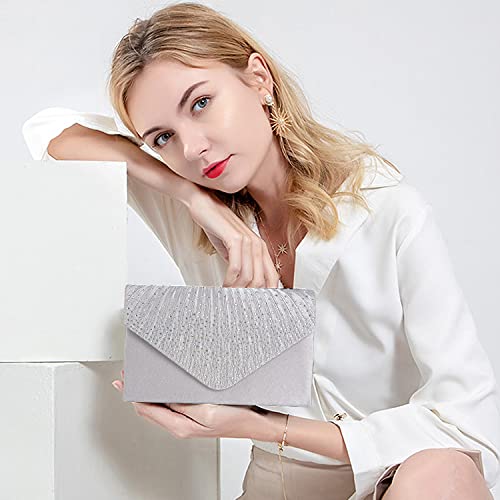 Sparkling silver clutch purse for women's evening events